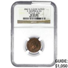 1862 IL Token S-Q10C Sutler NGC XF45 BN Whited&Co