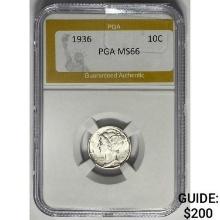 1936 Mercury Dime PGA MS66