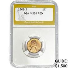 1909-S Lincoln Cent RED MS64