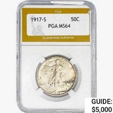 1917-S Walking Liberty Half Dollar PGA MS64