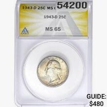 1943-D Washington Silver Quarter ANACS MS65