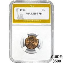 1913 1C Lincoln Wheat Cent PGA MS66 RB