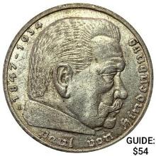 1935-A Germany Silver 5 Reichsmark UNCIRCULATED