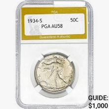 1934-S Walking Liberty Half Dollar PGA AU58