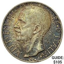 1927-R Italy Silver 10 Lire NEARLY UNCIRCULATED