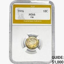 1916 Mercury Silver Dime PGA MS66 FSB