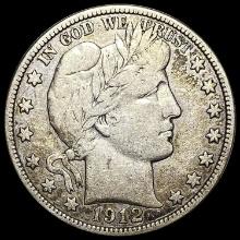 1912-D Silver Barber Half Dollar LIGHTLY CIRCULATED
