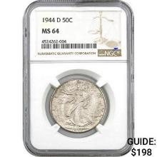 1944-D Walking Liberty Half Dollar NGC MS64