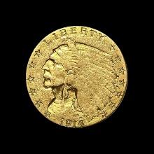 1914-D Gold $2.5 Quarter Eagle UNC