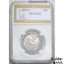 1853-O Seated Liberty Half Dollar PGA AU50