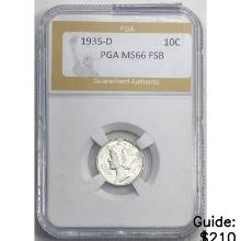 1935-D Mercury Dime PGA MS66 FSB