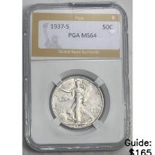 1937-S Walking Liberty Half Dollar PGA MS64