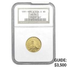 1991-1995 W 0.2419oz Gold $5 WWII NGC MS70