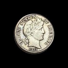 1911 Barber Dime LIGHTLY CIRCULATED