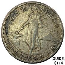 1908-S Philippines Silver Peso NEARLY UNCIRCULATED