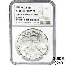 1999 Eagle S$1 NGC Mint Error MS68