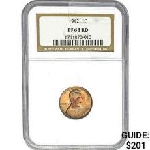 1942 1C Lincoln Cent NGC PF64 RD