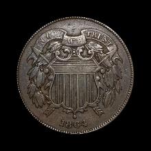 1864 Two-Cent Piece NEARLY UNCIRCULATED
