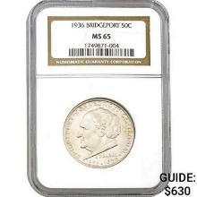 1936 Bridgeport 50C NGC MS65