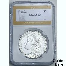 1892 Morgan Dollar PGA MS63 SILVER