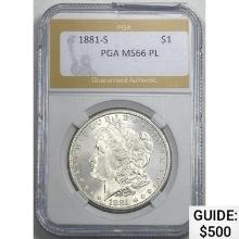 1881-S Morgan Silver Dollar PGA MS66 PL