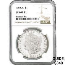 1885-O Morgan Silver Dollar NGC MS62 PL