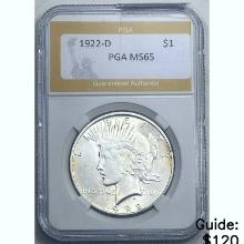1922-D Peace Dollar PGA MS65 SILVER