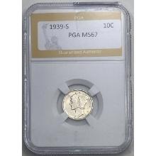 1939-S Mercury Dime PGA MS67