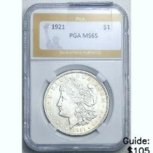 1921 Morgan Dollar PGA MS65 SILVER
