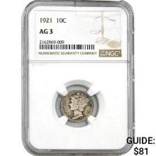 1921 Mercury Dime NGC AG3