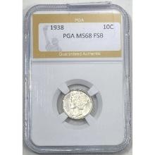 1938 Mercury Dime PGA MS68 FSB