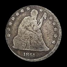 1861 Seated Liberty Quarter NICELY CIRCULATED