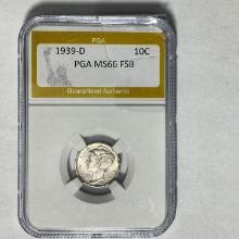 1939-D Mercury Dime PGA MS66 FSB