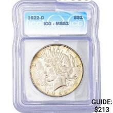 1922-D Peace Dollar ICG MS63
