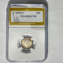 1939-D Mercury Dime PGA MS66 FSB