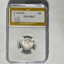 1939-D Mercury Dime PGA MS67