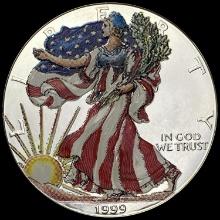1999 1 oz Silver American Eagle Colorized GEM BU