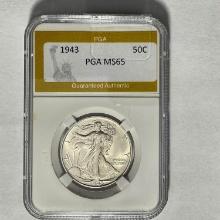 1943 Walking Liberty Half Dollar PGA MS65