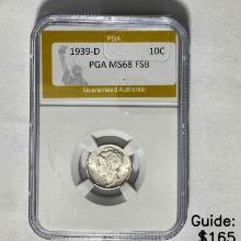 1939-D Mercury Dime PGA MS68 FSB