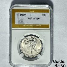 1939 50C Walking Liberty Half Dollar PGA MS66