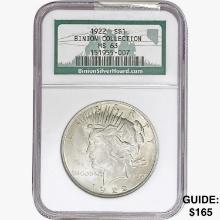 1922 Silver Peace Dollar NGC MS63