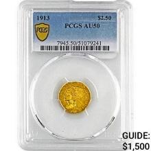 1913 $2.50 Gold Quarter Eagle PCGS AU50