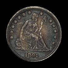1891 Silver Seated Liberty Quarter NEARLY UNCIRCULATED