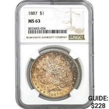 1887 Morgan Silver Dollar NGC MS63