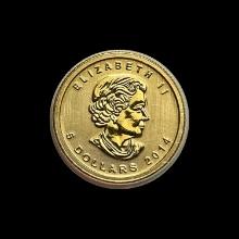 2014 1/20 oz Gold Canadian Maple Leaf $5 SUPERB GEM BU