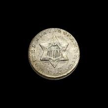 1852 Silver 3-Cent LIGHTLY CIRCULATED