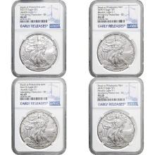 2021-(P) American Silver Eagle Lot [4 Coins] NGC MS69