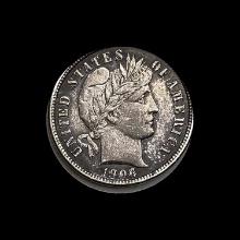 1906 Barber Dime GEM BU