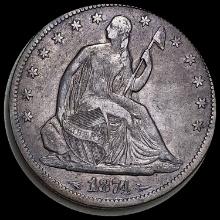 1874 Seated Liberty Half Dollar NEARLY UNCIRCULATED
