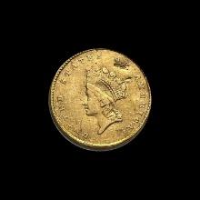1854 Gold $1 Indian Head Type 2 NICELY CIRCULATED